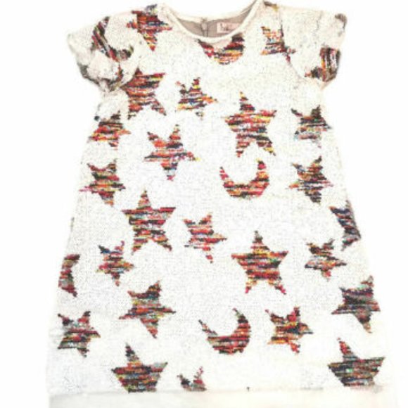 NEW Halabaloo Reversible  Sequin Stars Dress Girls Holiday 8 10 12 - Picture 2 of 3